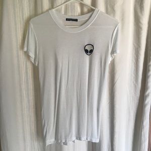 BRANDY MELVILLE White Alien Patch T Shirt